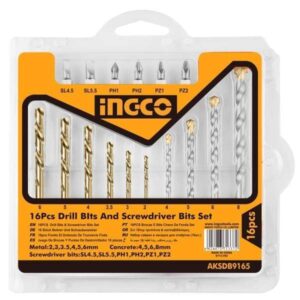 Ingco 16 Pieces Drill Bits & Screwdriver Bits Set – AKSDB9165