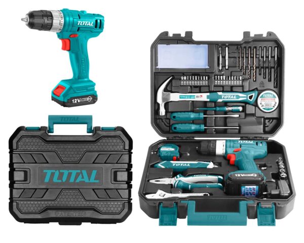 Total 127 Pieces Tools Set with 12V Li-ion Cordless Drill – THKTHP11272