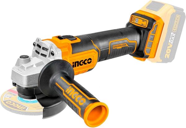 Ingco 4.5″/115mm Brushless Lithium-Ion Cordless Angle grinder with 20V 4.0Ah Battery & Charger – CAGLI2111561