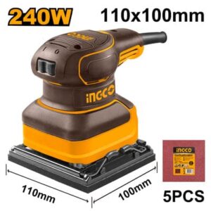 Ingco 240W Corded Palm Sander with With 5pcs Sand Papers – PS2416