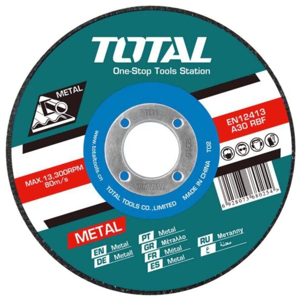 Total Abrasive Metal Cutting Disc, Flat centre