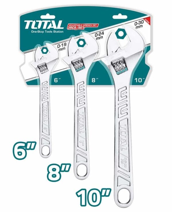 Total 3 Pieces Adjustable Wrench – THTK1013