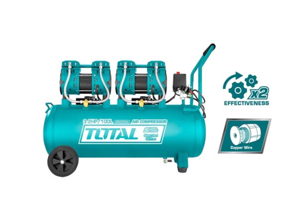 Total 100L Air Compressor 2×1200W (3.2HP) – TCS2241008