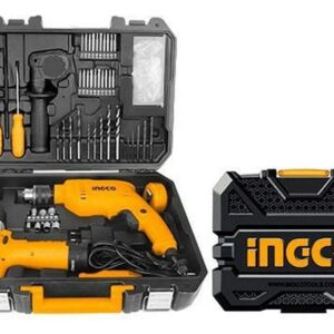 Ingco 108 Pieces Tools Set with 680W Hammer Impact Drill & 12V Li-ion Cordless Drill – HKTHP11081