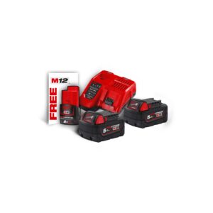 Milwaukee M18™ 2 Pair 5.0 Ah Battery & Multi Voltage Fast Charger 18V Pack- M18 NRG-502